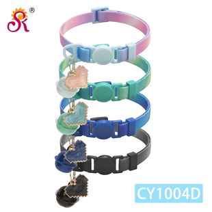1.0 Gradient Colour Collar Printed Pet Collar Safety Buckle Collar Cat Holiday Collar Large in stock Cross Border