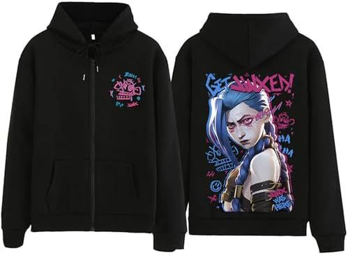 Wenjunus Arcane-Jinx Graphic Zipper Hoody Men Women Hip Hop