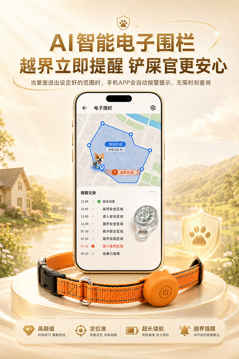 Smart pet collar locator, cat anti-lost device, waterproof GPS tracker, puppy anti-lost tracker