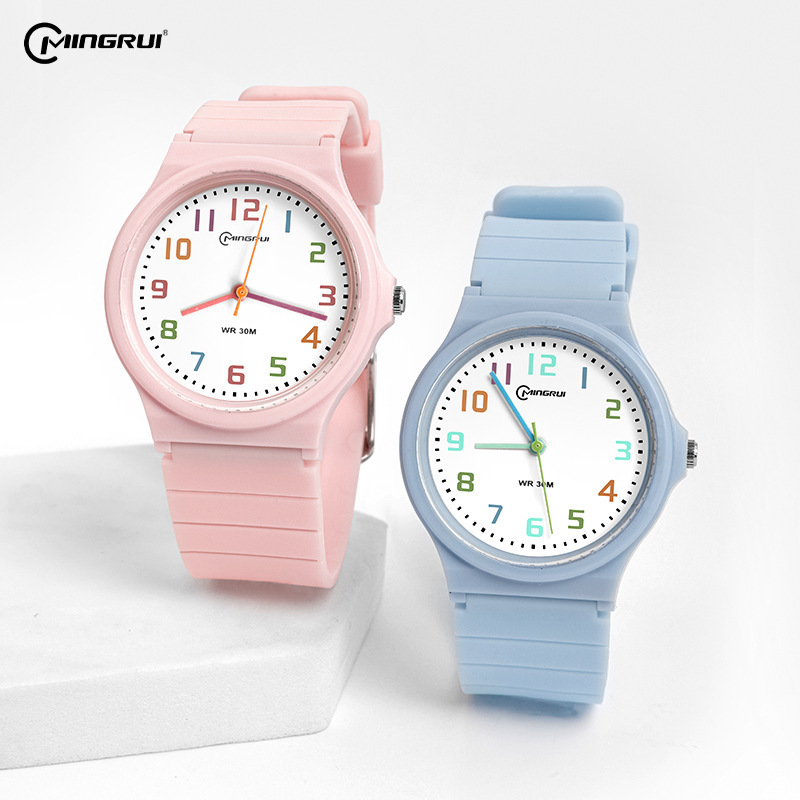 Mingrui student watch with electronic pointer for time reading, high aesthetic children's quartz watch, waterproof for swimming, girls' watch Mingrui student watch with electronic pointer for time reading, high aesthetic children's quartz watch, waterproof for swimming, girls' watch