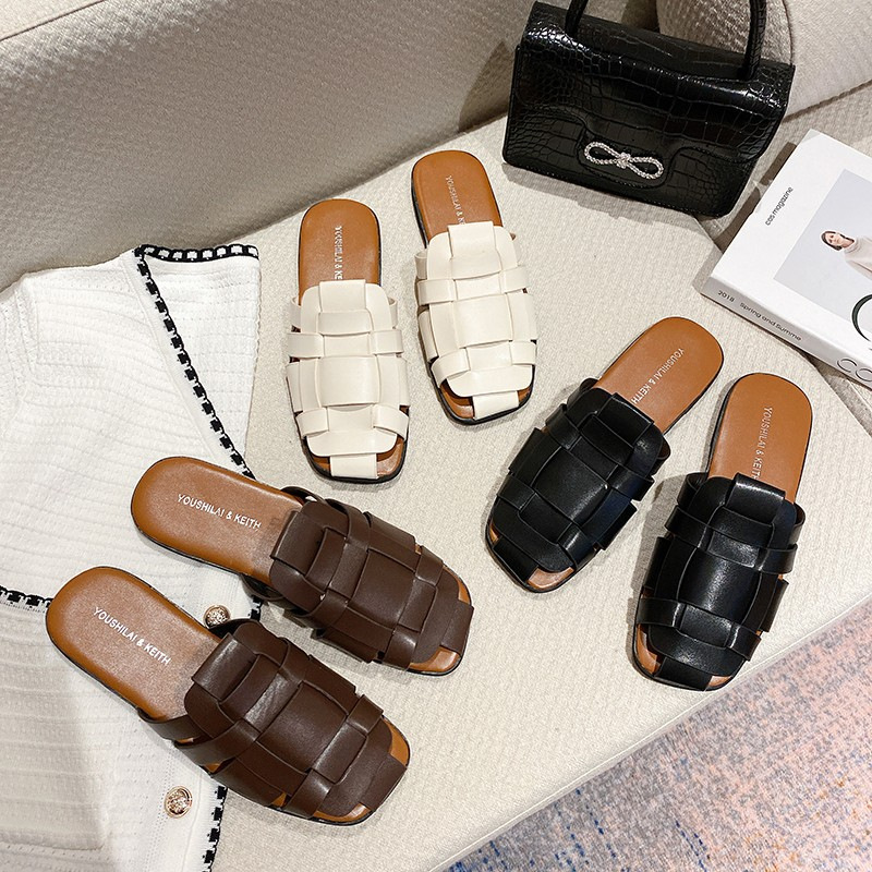 Woven summer women's slippers
