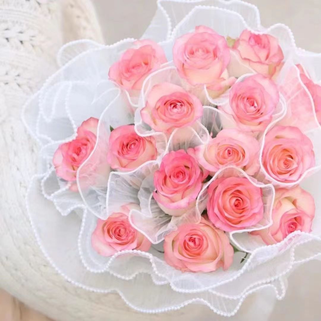 Perla de hilo de aerosol flor embalaje borde de la onda ramo de hilo DIY hornear decoración de la torta de la tienda de flores material al por mayor