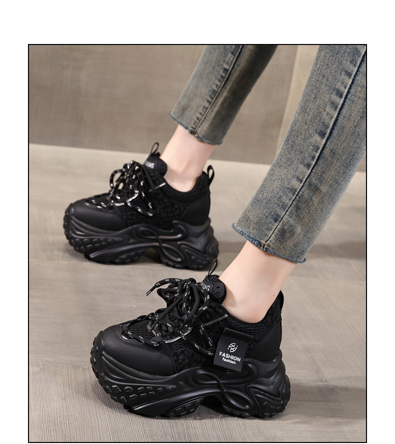 Giày sneaker nữ chunky đế dày tăng chiều cao 11cm phong cách thể thao — Angola Đỏ chi tiết 15