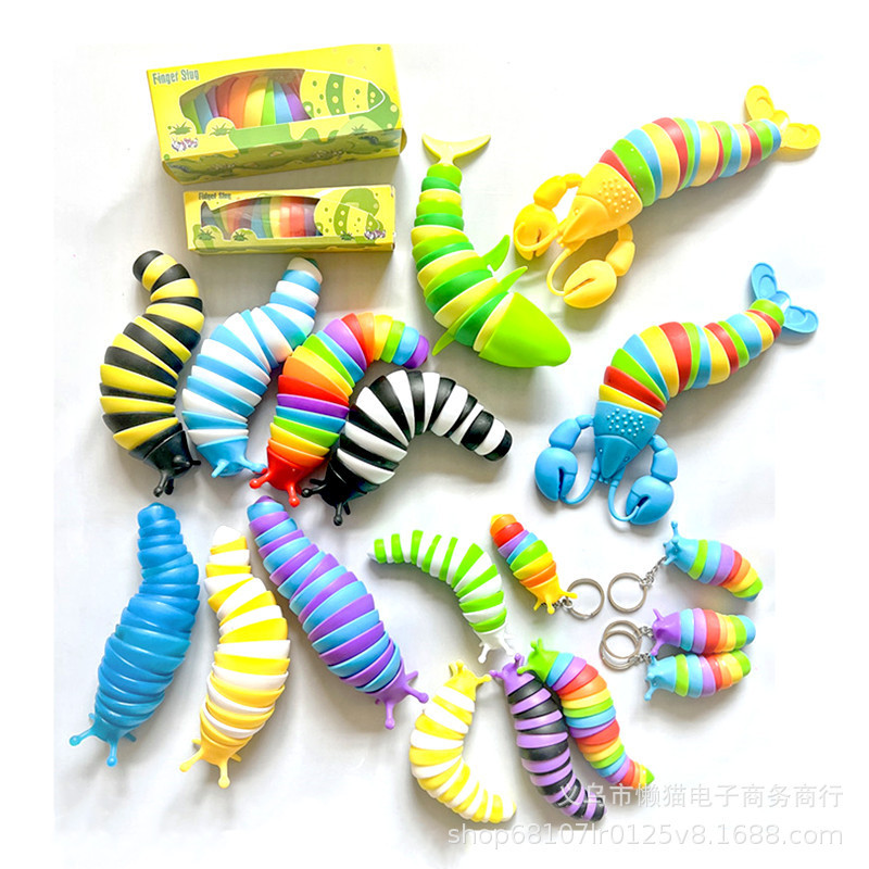 TikTok cross-border new product simulation slug decompression toy slug peristaltic Caterpillar puzzle fingertip snail worm