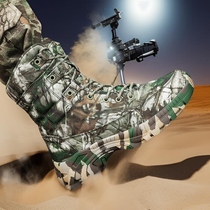 2025 nuevas botas militares al aire libre de tamaño grande transfronterizo para hombres botas de camuflaje al aire libre botas de combate del desierto
