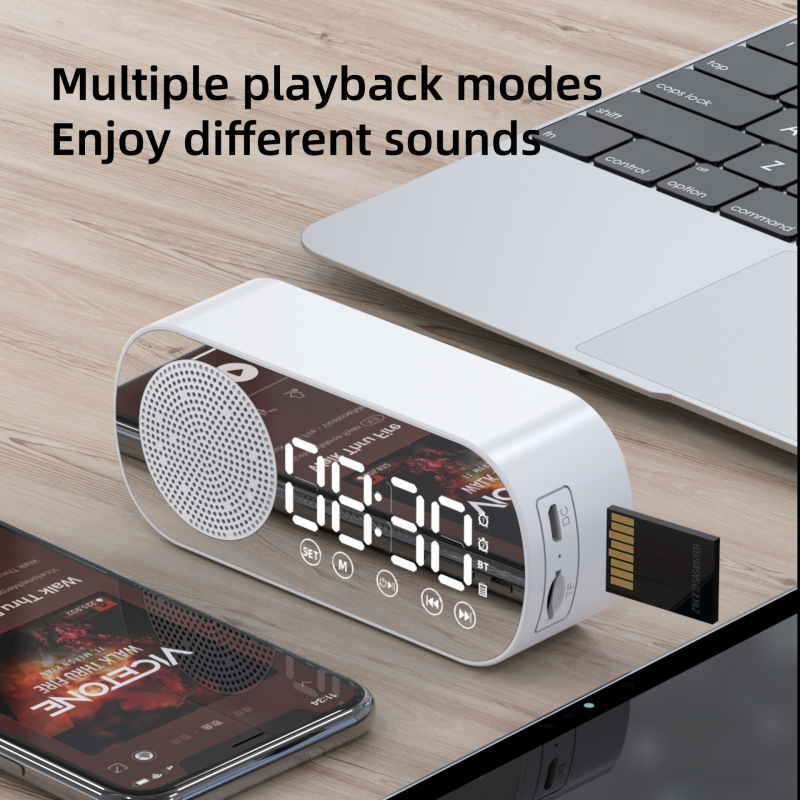 クロスボーダー知能ai無線bluetoothスピーカー高精細鏡面時計目覚まし時計カードデスクトップミニ小音響プレゼント|undefined