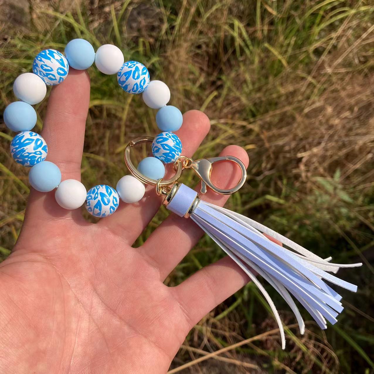 1 Stück Lässig Strassenmode Farbblock Kieselgel Armbänder Schlüsselbund display picture 7