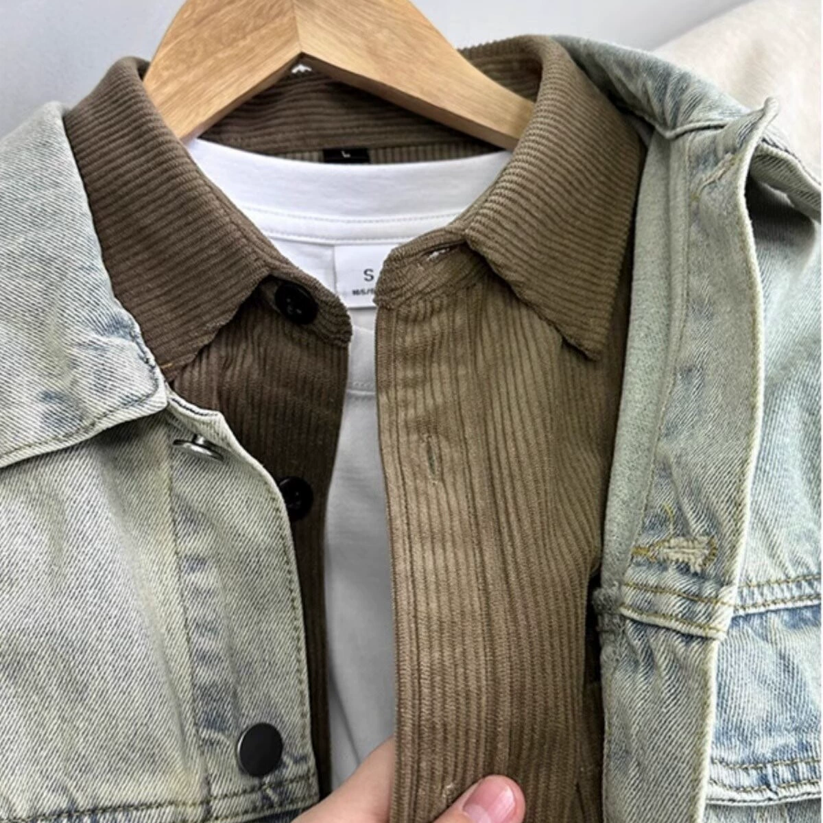 Ретро-джинсовый демисезонный жакет в американском стиле, oversize, стиль высокого класса