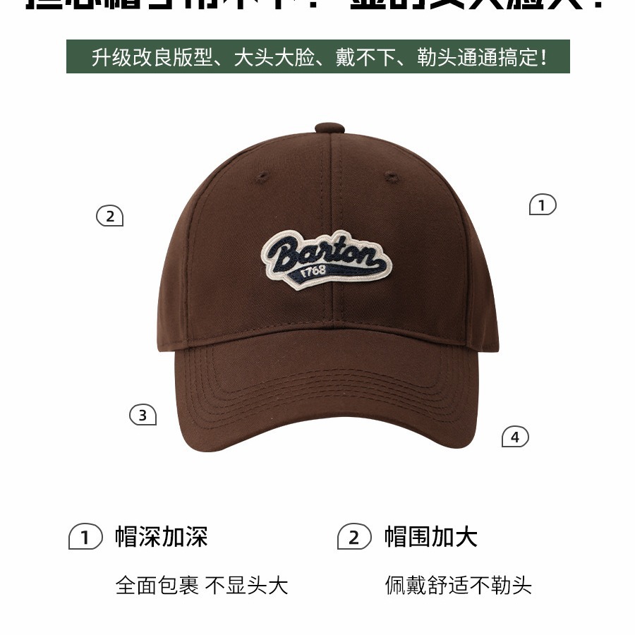 Primavera y verano sombrero de béisbol largo sombrero negro americano medio duro sombrero de boca de pato cara redonda adecuada sombrero