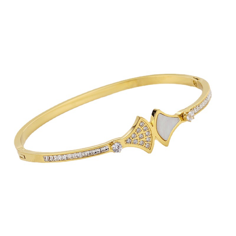 Nuevos brazaletes de abanico transfronterizos de mujeres europeas y estadounidenses simple brazalete de moda anillo conjunto simple joyas de brazalete de zircón