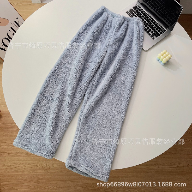 Pantalones de pijama de franela de coral de dibujos animados, pantalones de pijama de hombre, pantalones de invierno de otoño de mujer, pantalones caseros