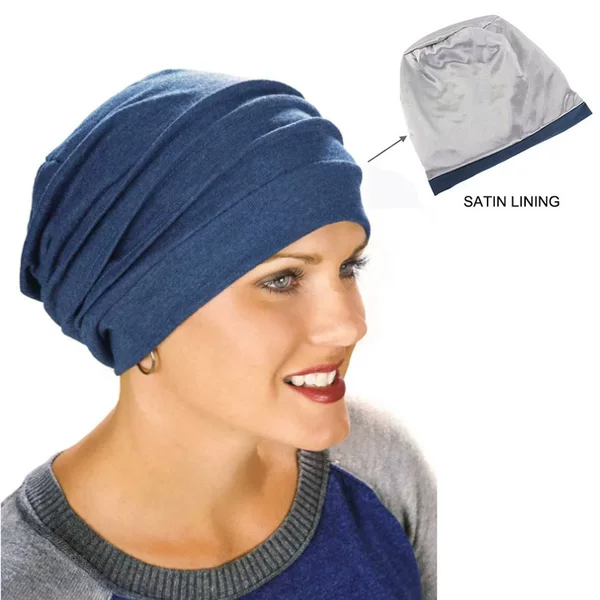 European and American popular double layer soft satin lined pullover cap ladies nightcap moon pullover cap chemotherapy hat