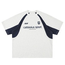 【夏季新品】美式街头运动风短袖T恤男女夏季宽松潮牌情侣款黑色