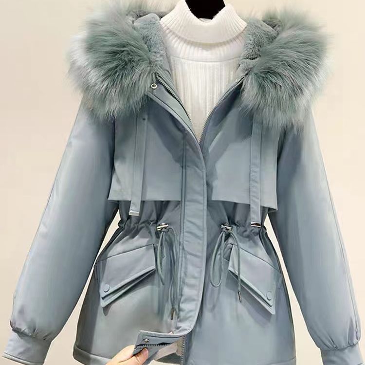Women's Clothing Plush and thickened parka short loose large size down cotton coat autumn and winter Korean style hooded casual cotton jacket_voghion.com