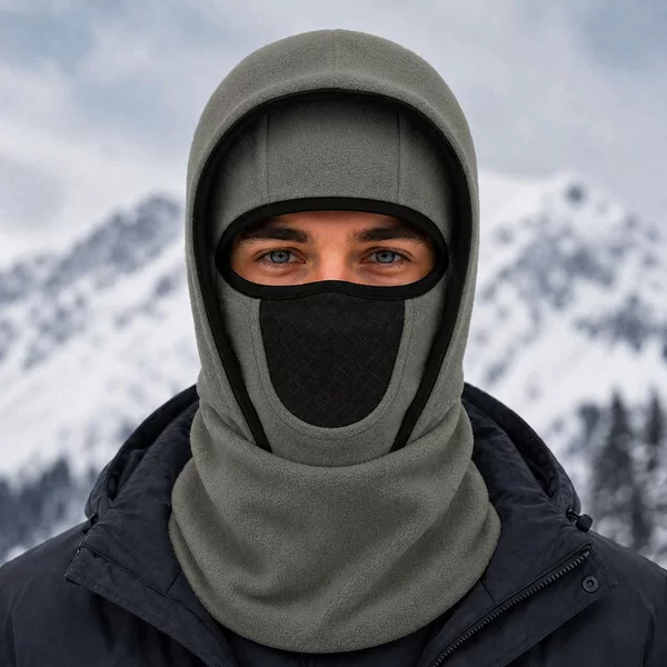 Fleece-lined cycling mask, outdoor winter warm hat, neck warmer, integrated hat, thickened double-layer ski hood, cross-border