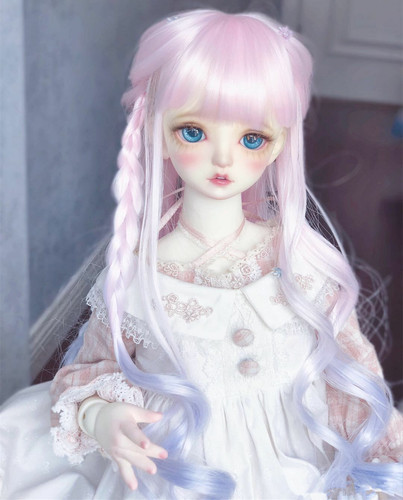 BJD/SD346 Night Loli Girl Wig, Female Child Bangs Long Hair, Doll Accessory Wavy Curly Wig