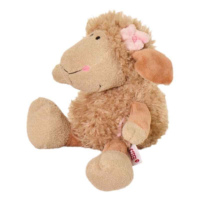 Linda muñeca de cordero con flor, juguete de peluche de oveja, muñeca de trapo para niños, muñeca de oveja con bolsillo, fábrica de regalos al por mayor