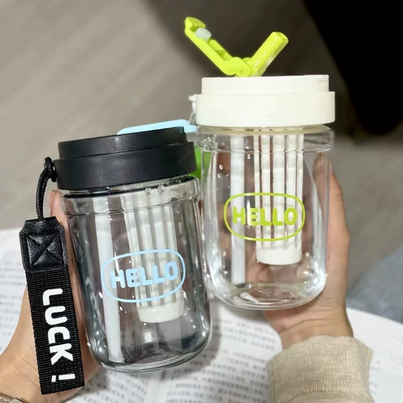 Plastic handheld summer high quality straw with glass