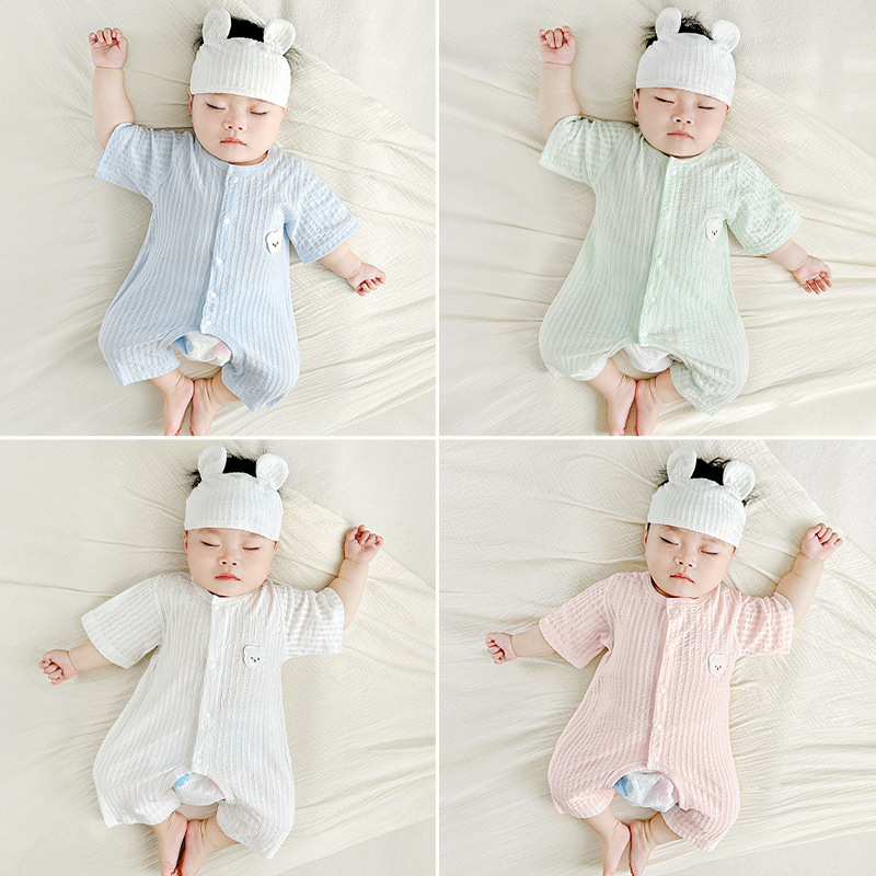Mono de bebé verano para hombres y mujeres de manga corta delgada para niños pequeños mameluco de entrepierna abierta mameluco ropa de verano para bebés ropa para recién nacidos