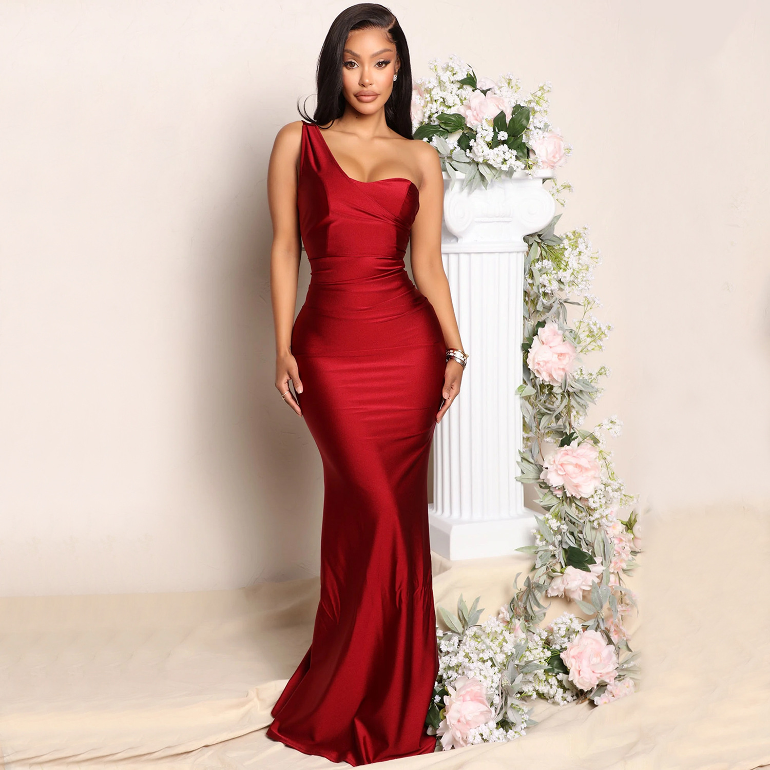 Women's Sheath Dress Fashion Strapless Patchwork Sleeveless Solid Color Maxi Long Dress Daily display picture 11