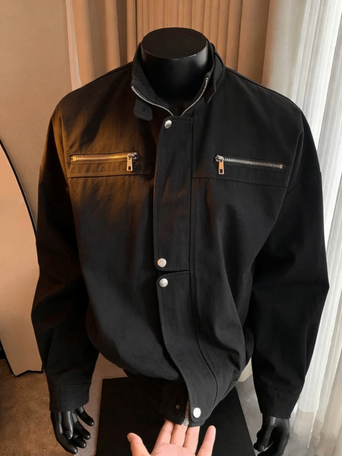 Stand Collar Workwear Jacket Men's Washed Loose Detroit Casual Jacket_viptrois.com