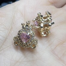 保色镶嵌满钻爱心双面皇冠南瓜马车diy饰品散珠通孔串珠水晶配件