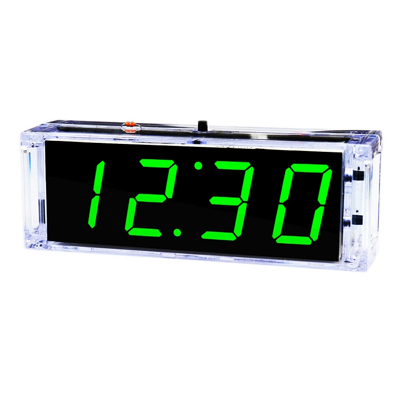 Digital voice clock set 4 -bit 1 -inch digital tube alarm bulk electronic DIY welding training transparent shell