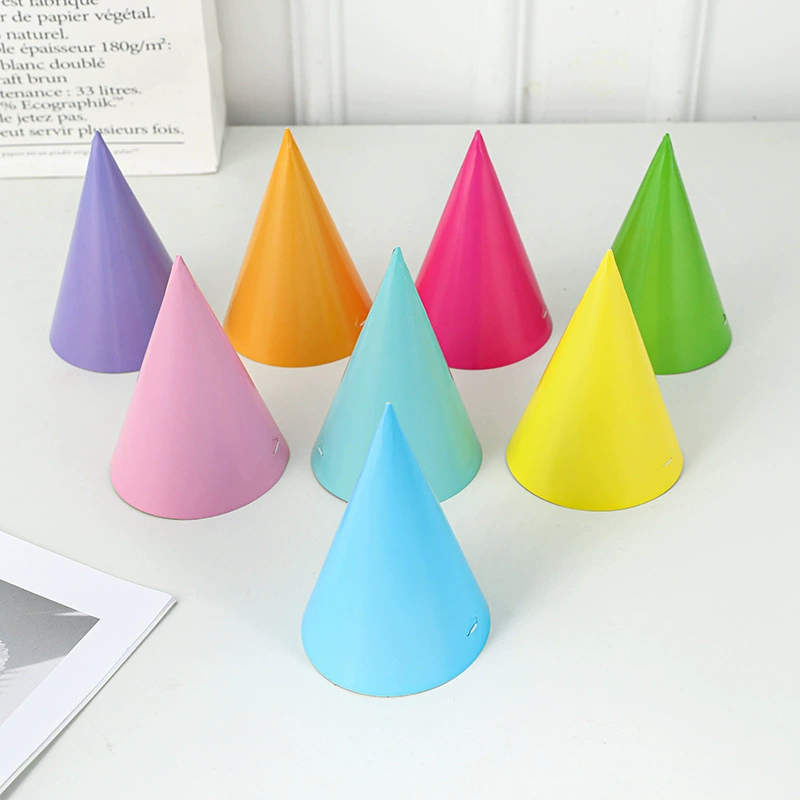 Корейская детская праздничная шляпка для дня рождения, однотонная шляпка-конус для праздничных мероприятий, однотонная треугольная шляпка