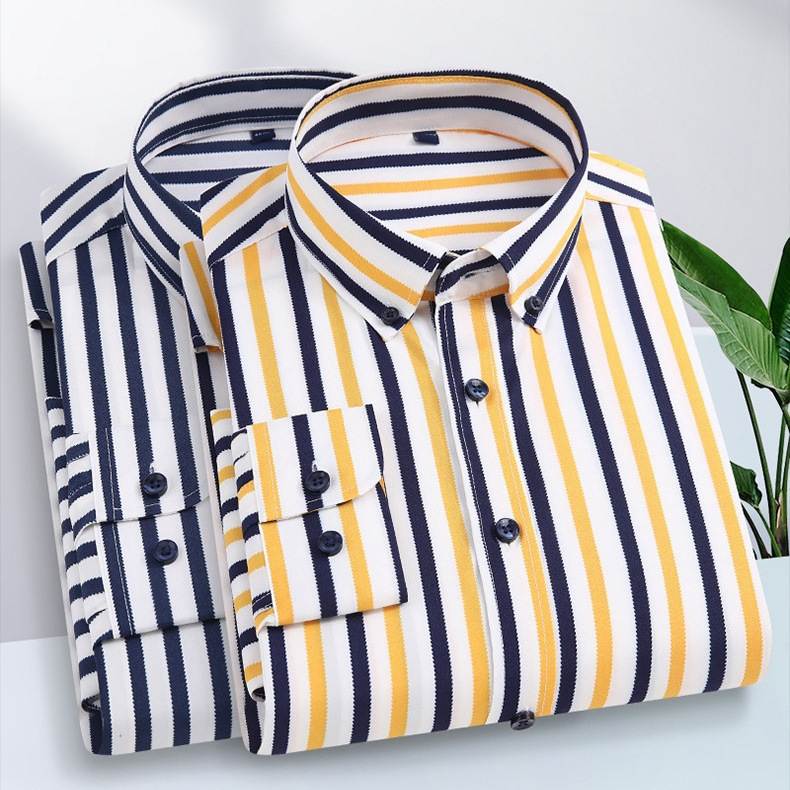 2025 New Arrival Stretch Long-Sleeved Shirt Men's Striped Korean Style Slim-Fit Shirt Business Casual Non-Ironing Comfortable Men's Clothing 2025 New Arrival Stretch Long-Sleeved Shirt Men's Striped Korean Style Slim-Fit Shirt Business Casual Non-Ironing Comfortable Men's Clothing