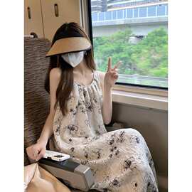 正品哥家女装2026夏季新款茶歇法式玫瑰碎花无袖背心连衣裙吊带裙