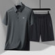 Summer Men's Ice Silk Short-sleeved Shorts suit Business Casual Sports Two-piece Thin Loose Middle-aged Dad Suit