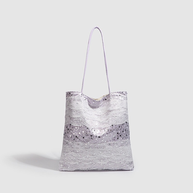 Niche Design Sequin Lace Patchwork Canvas Bag 2025 Lazy Style Large Capacity Versatile Shoulder Bag for Commuting Niche Design Sequin Lace Patchwork Canvas Bag 2025 Lazy Style Large Capacity Versatile Shoulder Bag for Commuting