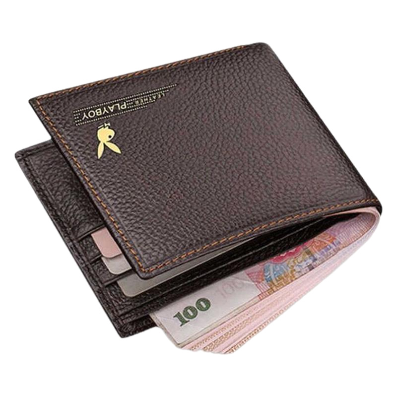 Playboy Wallet Cartera para hombre Cartera para joven estudiante Estilo horizontal Estilo de moda genuino Cartera corta Estilo delgado