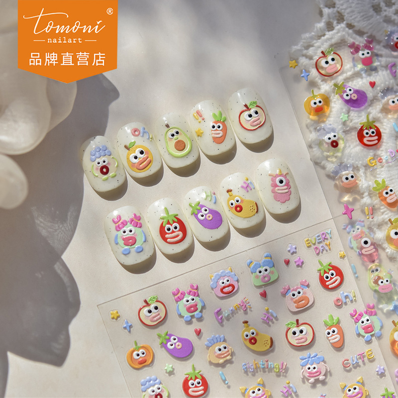 Tomoni Nail Art Relief Paper Internet Celebrant Explosions 3D Cute Girls Nail Carrot Monster Nail Art Mix