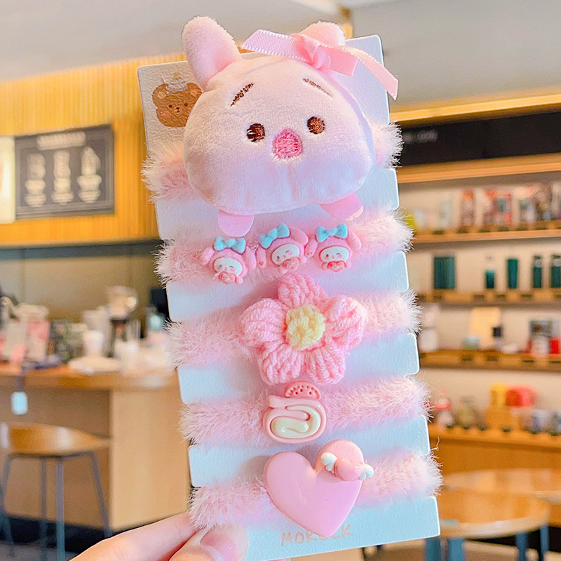 Los niños no lastiman el Pelo elástico banda de goma lindo bebé corbata accesorios para el cabello Niña de dibujos animados de peluche anillo de pelo tocado