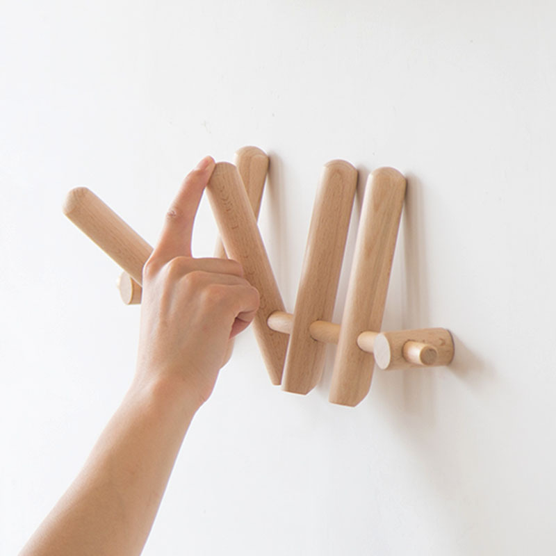 Entrance Entrance Entrance Creative Hook Solid Wood Non-Punch Wall Hanging Clothes Hook Master Bedroom Entrance Wall Hanging Wall Hanger