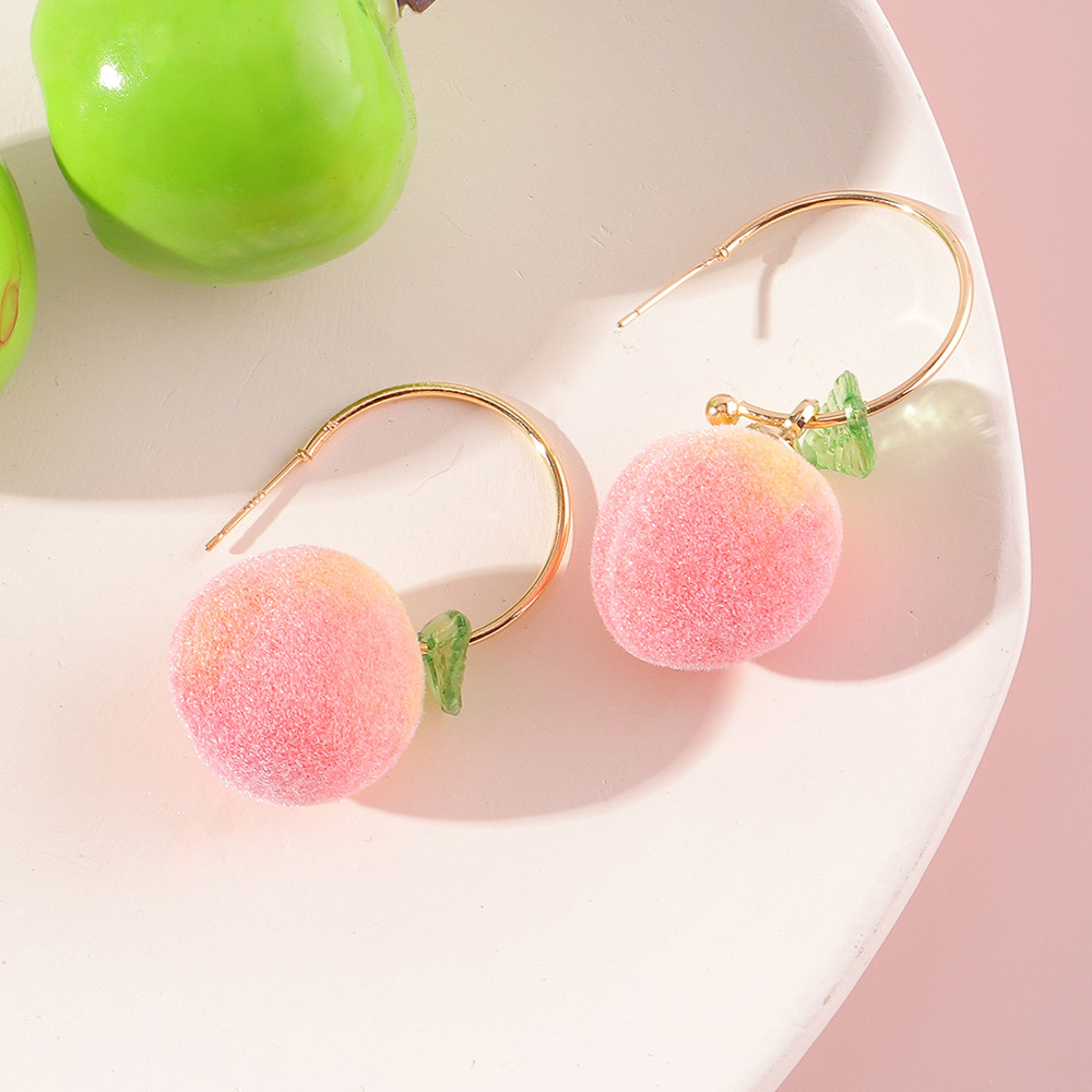 wholesale cute simulation three-dimensional orange peach earrings Nihaojewelry