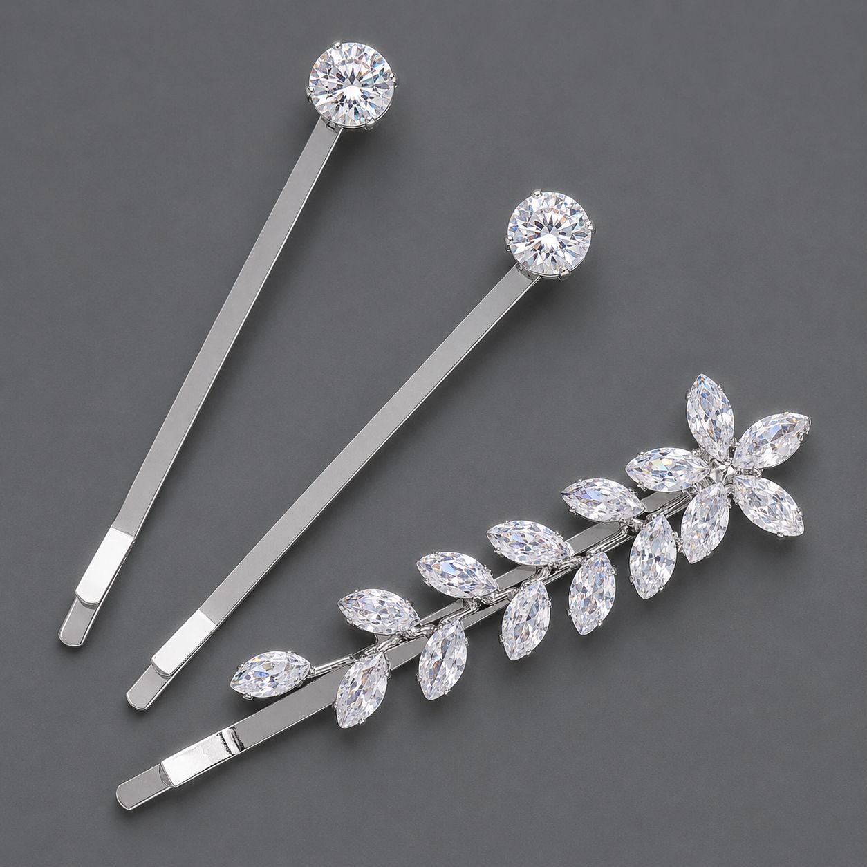 Horquilla de zirconio de lujo ligero europeo y americano con incrustaciones de diamantes, pinza de pelo de alta gama para mujer, suministro mayorista transfronterizo directo de fábrica.