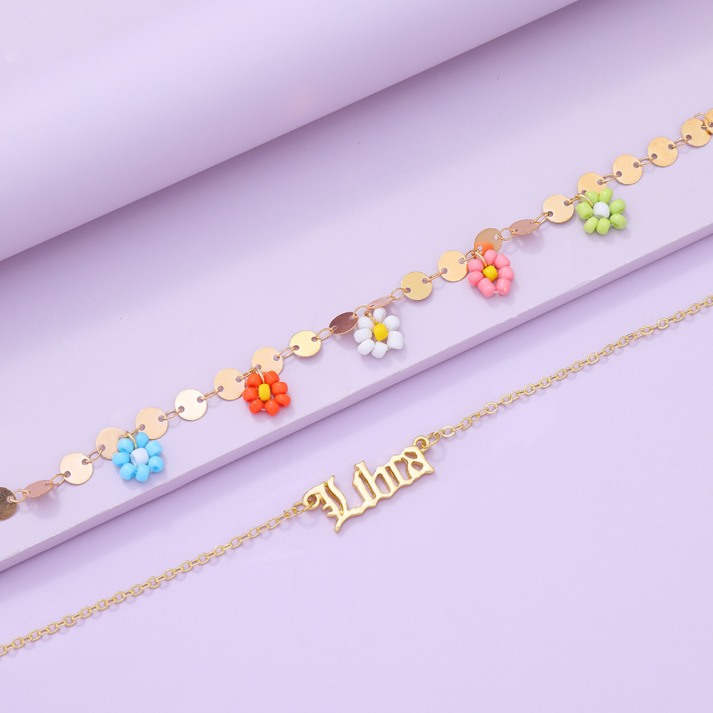 Wholesale Creative Beads Flower Letter Constellation Anklet Nihaojewelry display picture 15