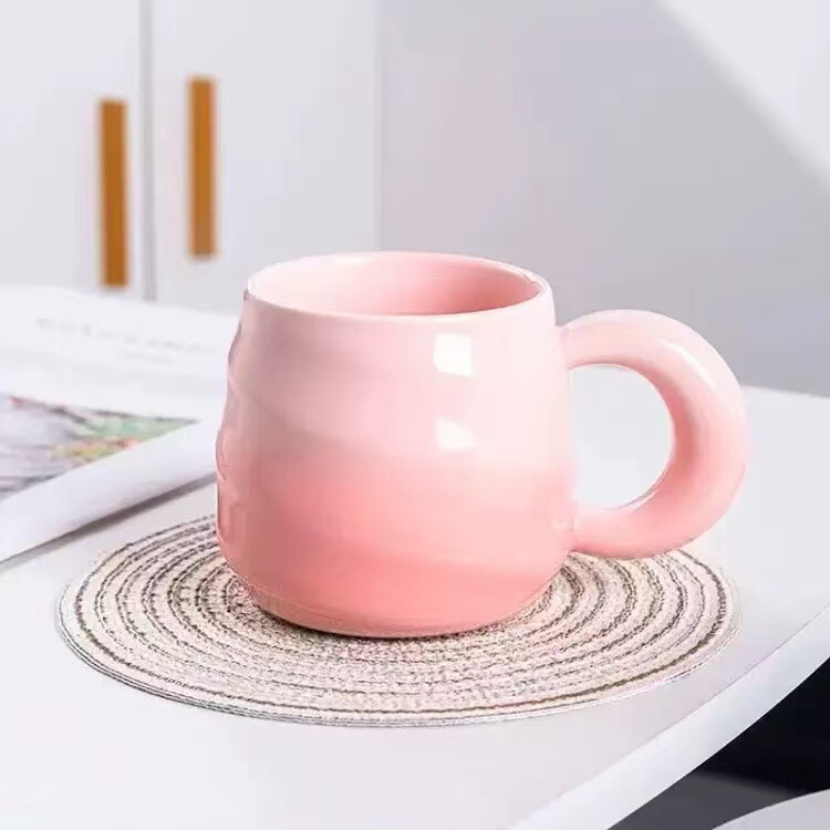 インターネット有名人の朝食コーヒーマググラデーションスパイラルかわいいミルクカップ学生カップルセラミックカップ|undefined