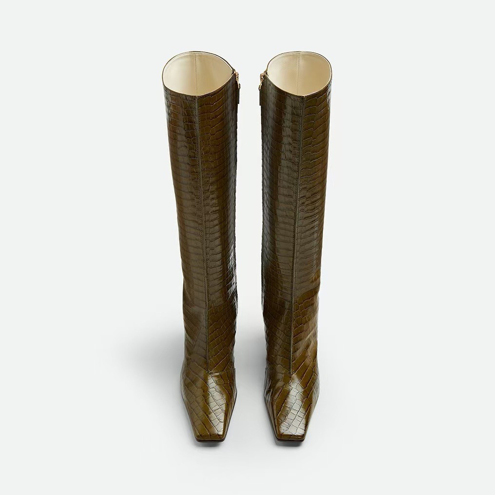 Talons hauts grande taille, talons épais, carrés, bottes courtes jusqu'aux genoux, bottes hautes, bottes de chevalier_voghion.com