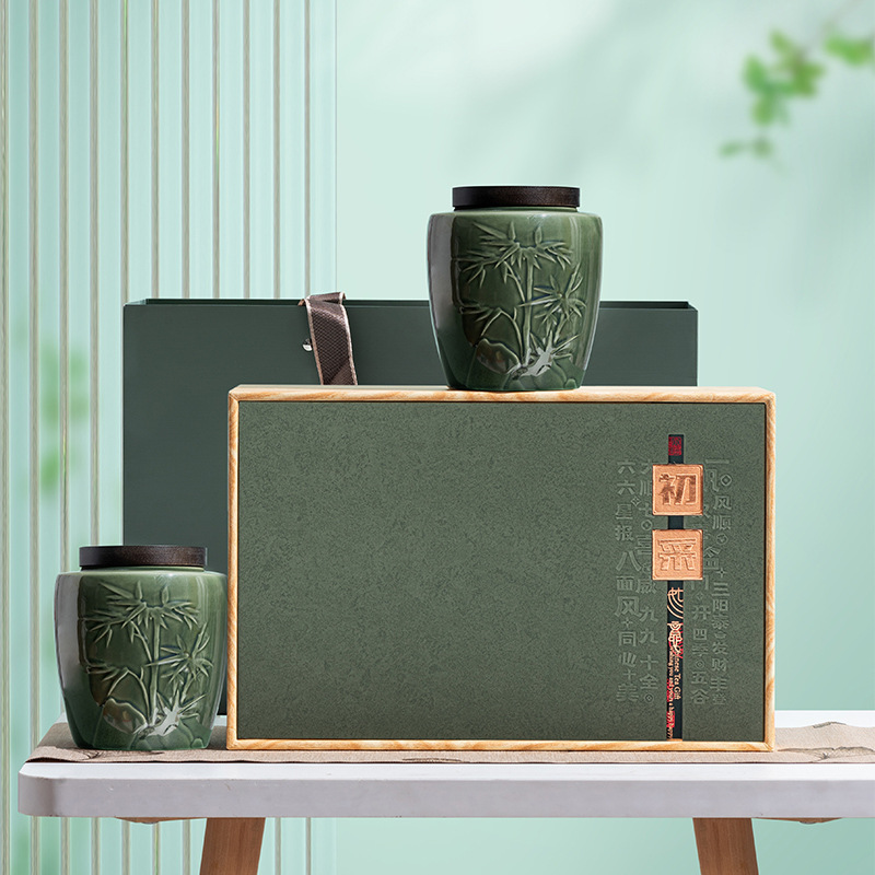 龙井茶半斤茶叶礼盒装空盒装双瓷绿茶通用2025陶瓷罐包装礼盒新款