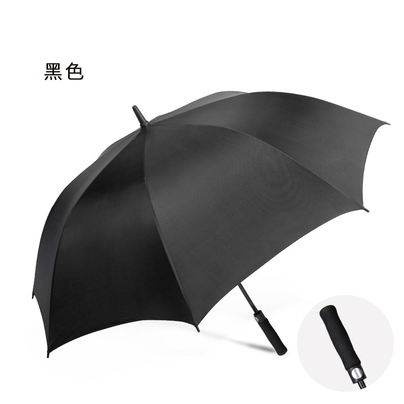 Paraguas de golf de fibra completa con revestimiento negro, paraguas de coche para hombres de negocios, paraguas VIP de alta gama, mango largo, venta al por mayor, parasol de moda.