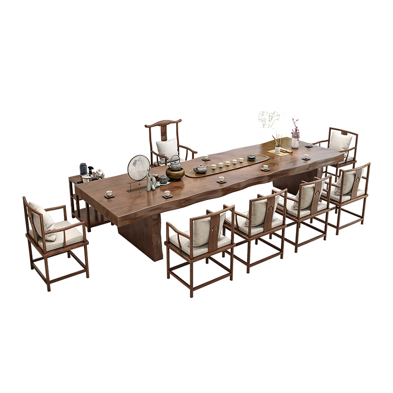 新中式全實木茶桌辦公室不規則大板泡茶桌酒店會所大堂禪意茶臺桌