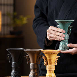 古代帝王爵杯觚杯复古陶瓷白酒盏酒盅酒樽酒壶热酒杯祭祀酒具其他