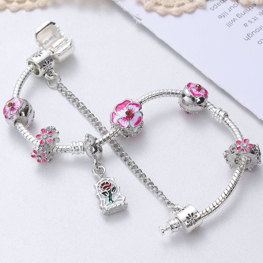 2022 год внешнеторговая новая модель Sakura Elegant Beloved Женский браслет DI Букет цветов подвеска Свадебное торжество подарок
