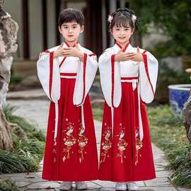 汉服男童国学儿童表演古装服装中国三字经演出服小学生书童开笔礼