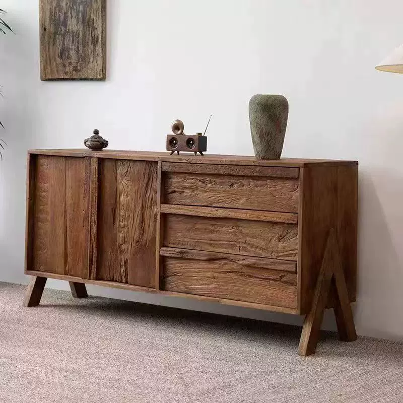 Старый буфет из ивы в стиле ваби-саби, входной шкаф из цельного дерева, потертый шкаф для хранения вещей для гостевого дома, напольный боковой шкаф в стиле ретро