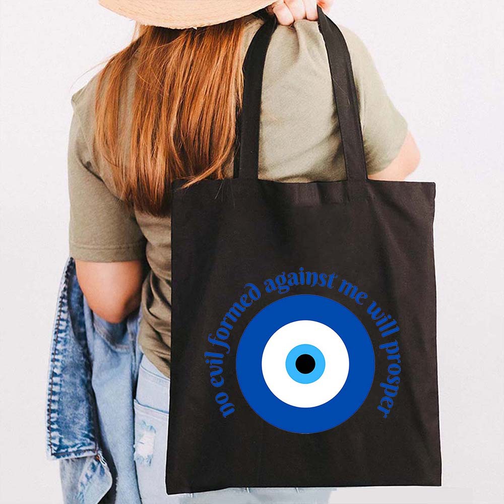 Graffiti griego mal de ojo impreso bolsa de lona bolsa de hombro estudiante bolsa plegable bolsa de compras portátil