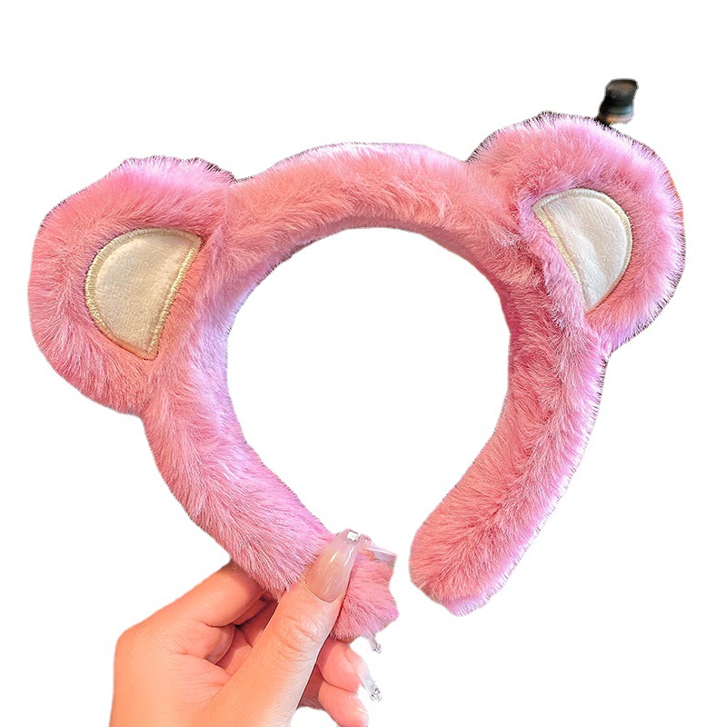 El otoño y el invierno Nueva Fresa oso diadema de felpa lavado de la cara de las mujeres Internet celebridad peludo pelo antideslizante presionando diadema horquilla tocado